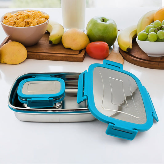 Premium Stainless Steel Lunch Box for Kid, 2 Containers Lunch Box, Perfect Size Meal Lunch Box Set for Office, School and Travelling Tiffin Box (1000 ML+ 200 ML Approx)