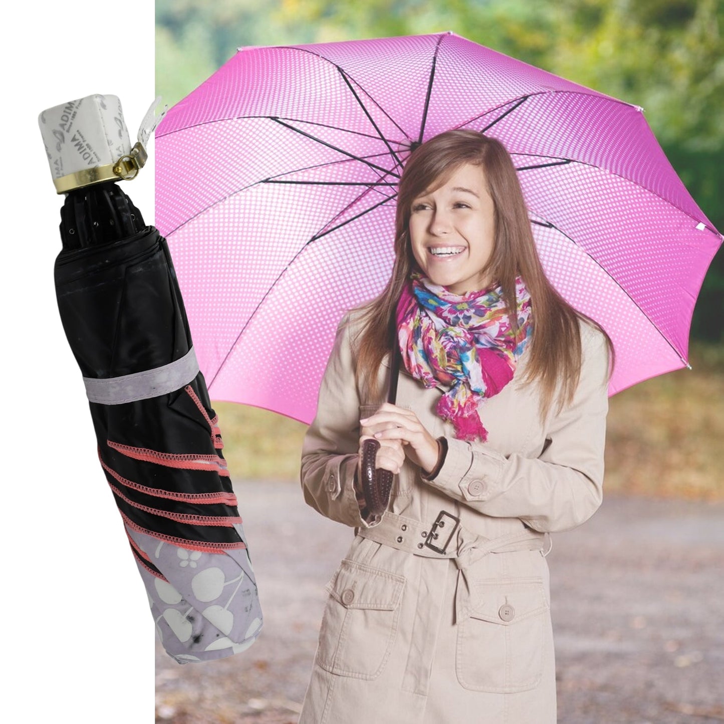 2 Fold Sun Protective Solid Foldable Outdoor Umbrella, Portable Sun, UV Protection Lightweight Rain Umbrella With Umbrella Case For Girls, Women, Men, Boys