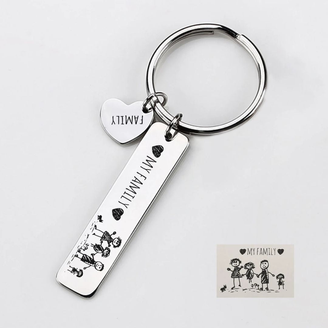 Customized Fingerprint Keychain With Name and Date