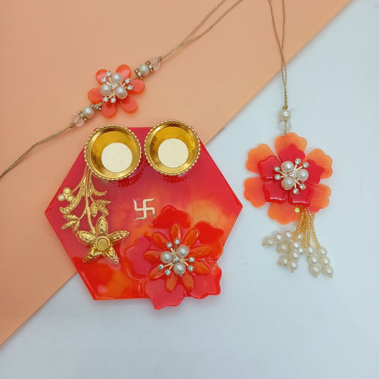 Bhaiya Bhabhi Rakhi with Handcrafted Resin Thali