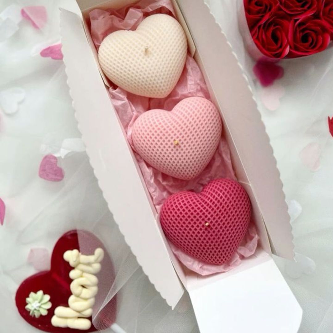 3D Heart Candle- Set of 3