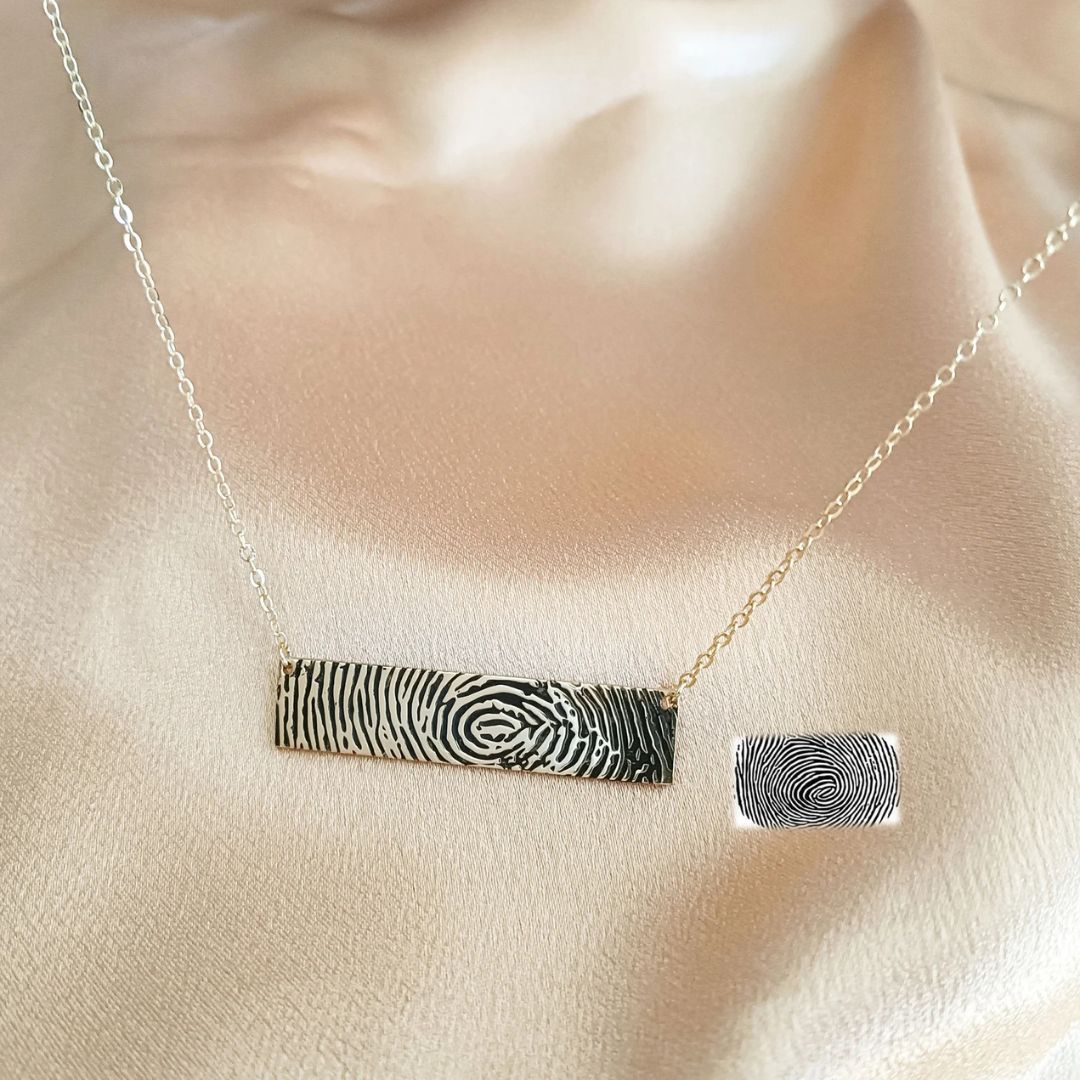 Two Fingerprints Bar Necklace