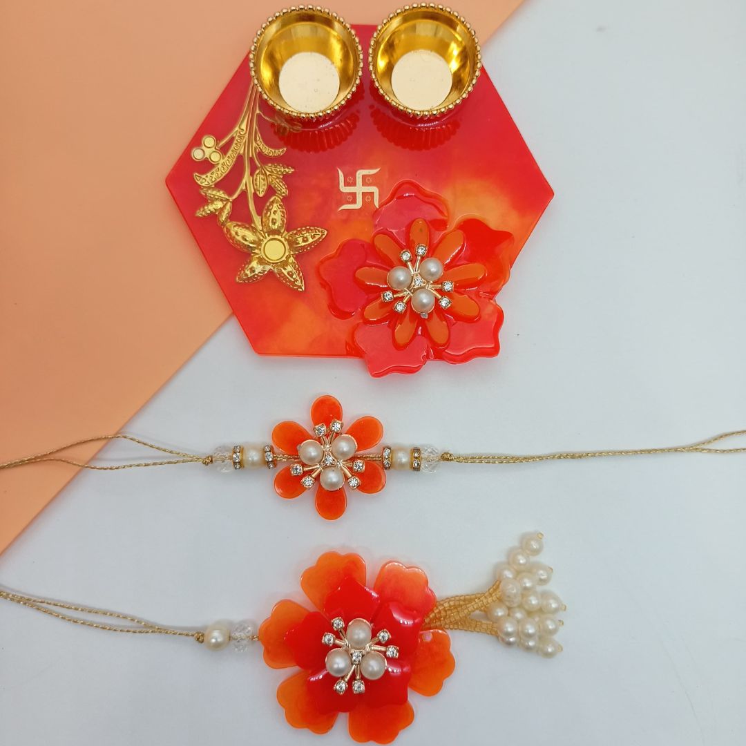 Bhaiya Bhabhi Rakhi with Handcrafted Resin Thali