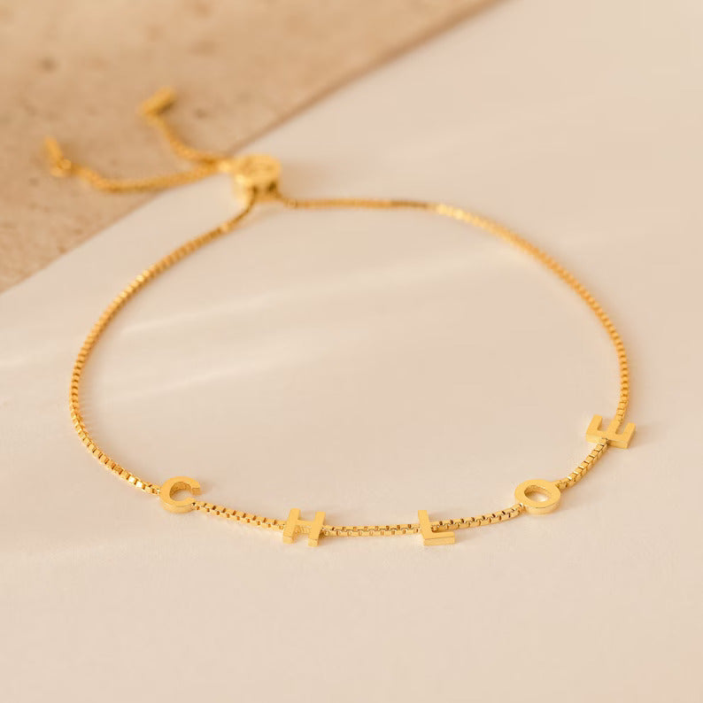 Adjustable Letter Charm Bracelet