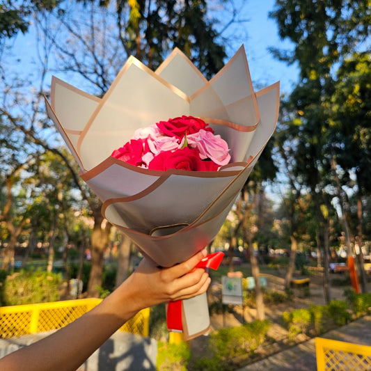 Beautiful Velvet Flower Bouquet In Korean Sheet
