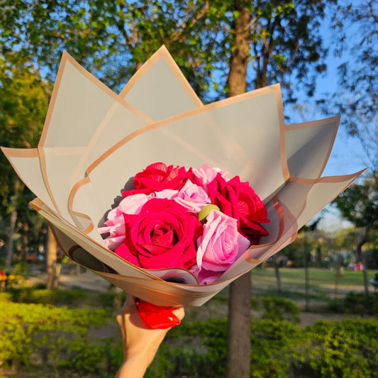 Beautiful Velvet Flower Bouquet In Korean Sheet