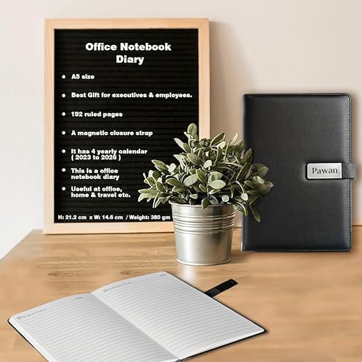 Personalized Desk Organizer | Customized Employee Welcome Kit Personalized Diary, Pen Holder With Clock