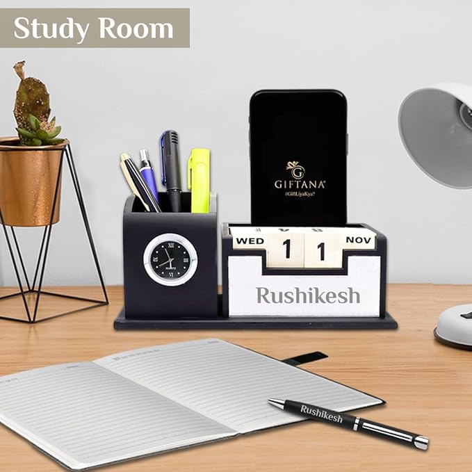 Personalized Desk Organizer | Customized Employee Welcome Kit Personalized Diary, Pen Holder With Clock