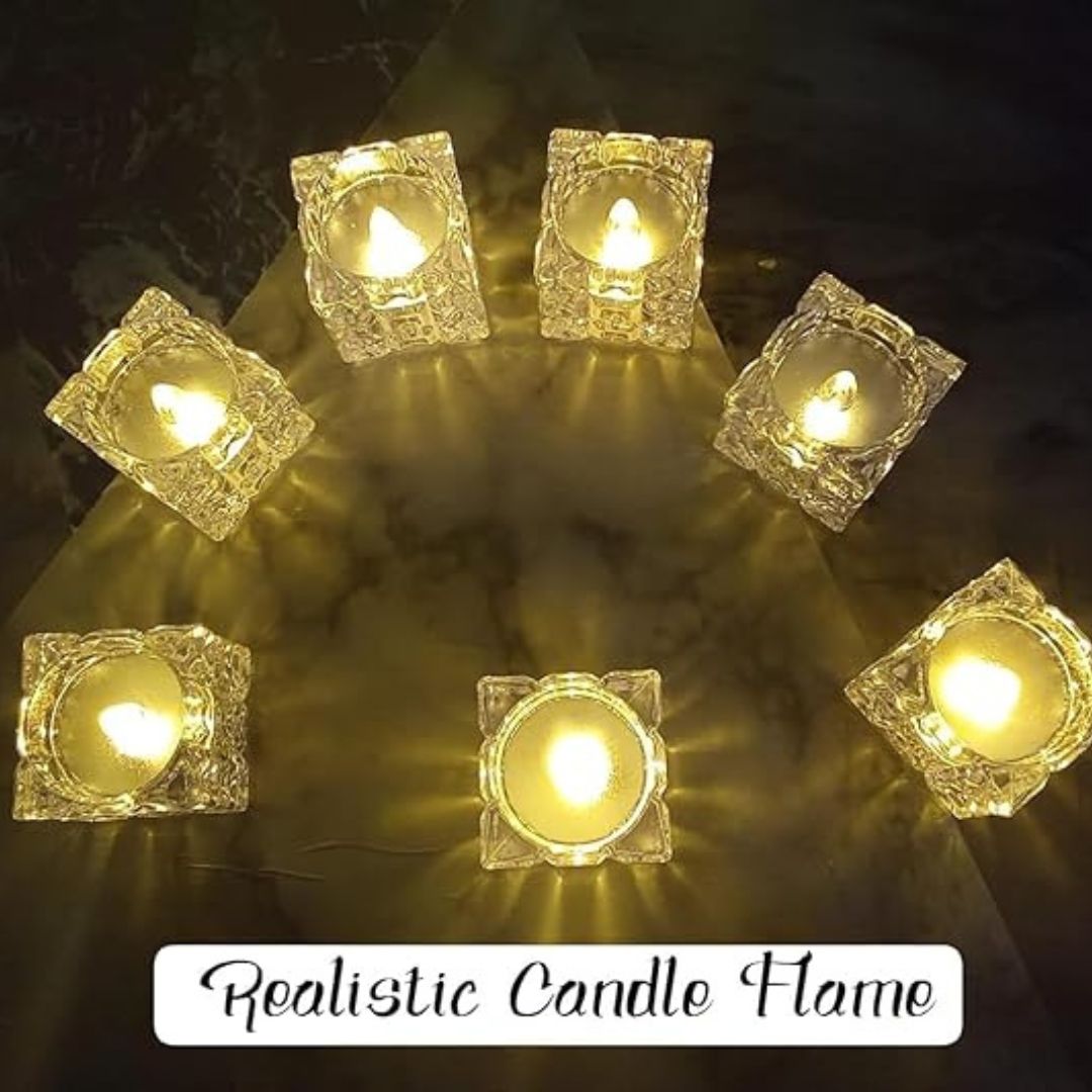 Block Crystal LED Tealight Candles for Home Decoration