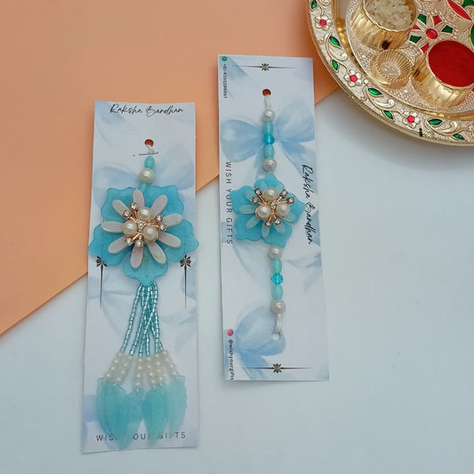 Blue Petals Love Couple Rakhi