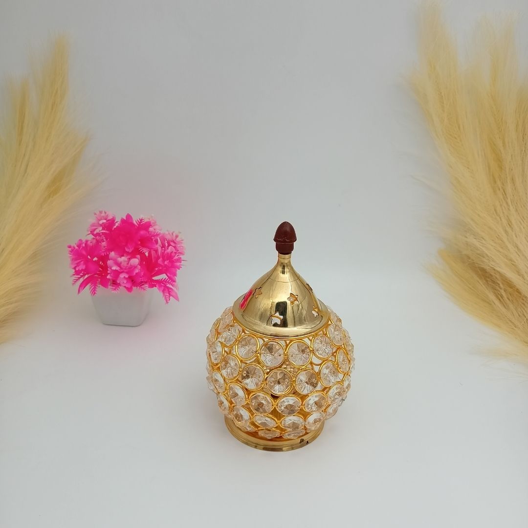 Brass Crystal Akhand Jyoti Matki Diya