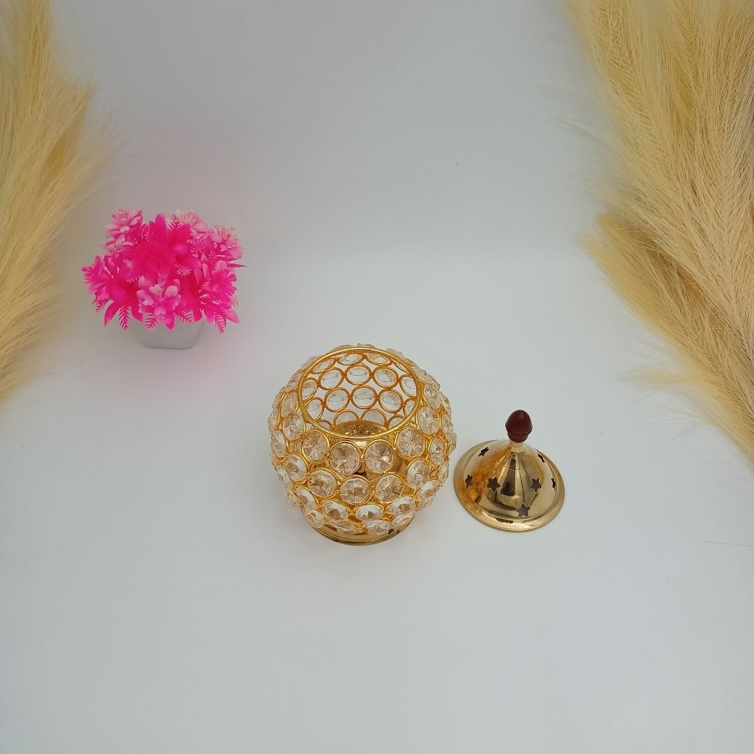 Brass Crystal Akhand Jyoti Matki Diya