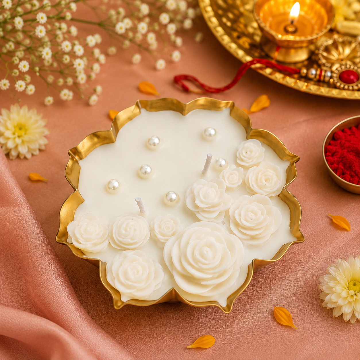 Lotus Shaped Urli Candle