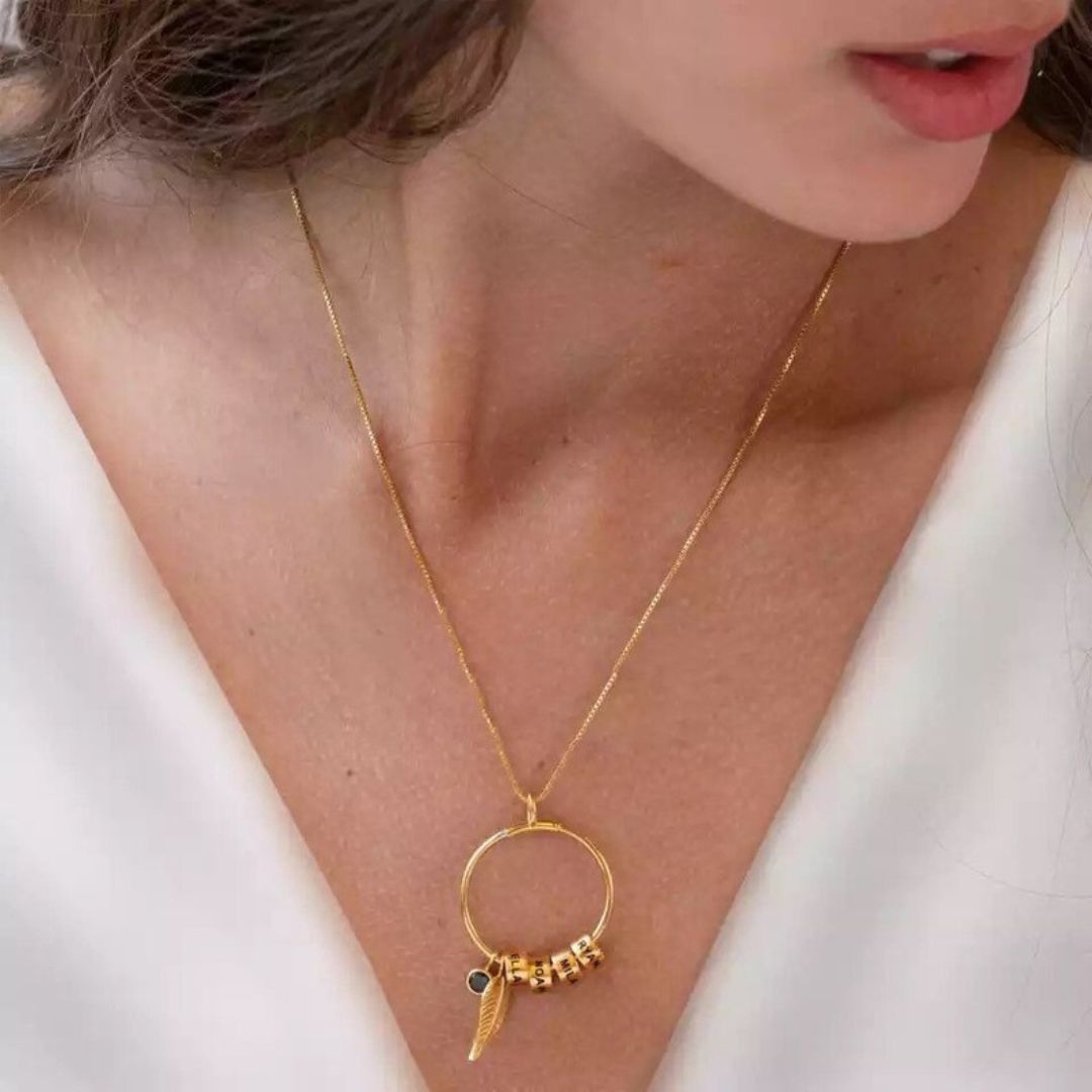 Circle of Life Family Name Necklace With Birthstone