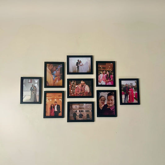 Collage Photo Frames Set of 9 (Black) With Free Nails