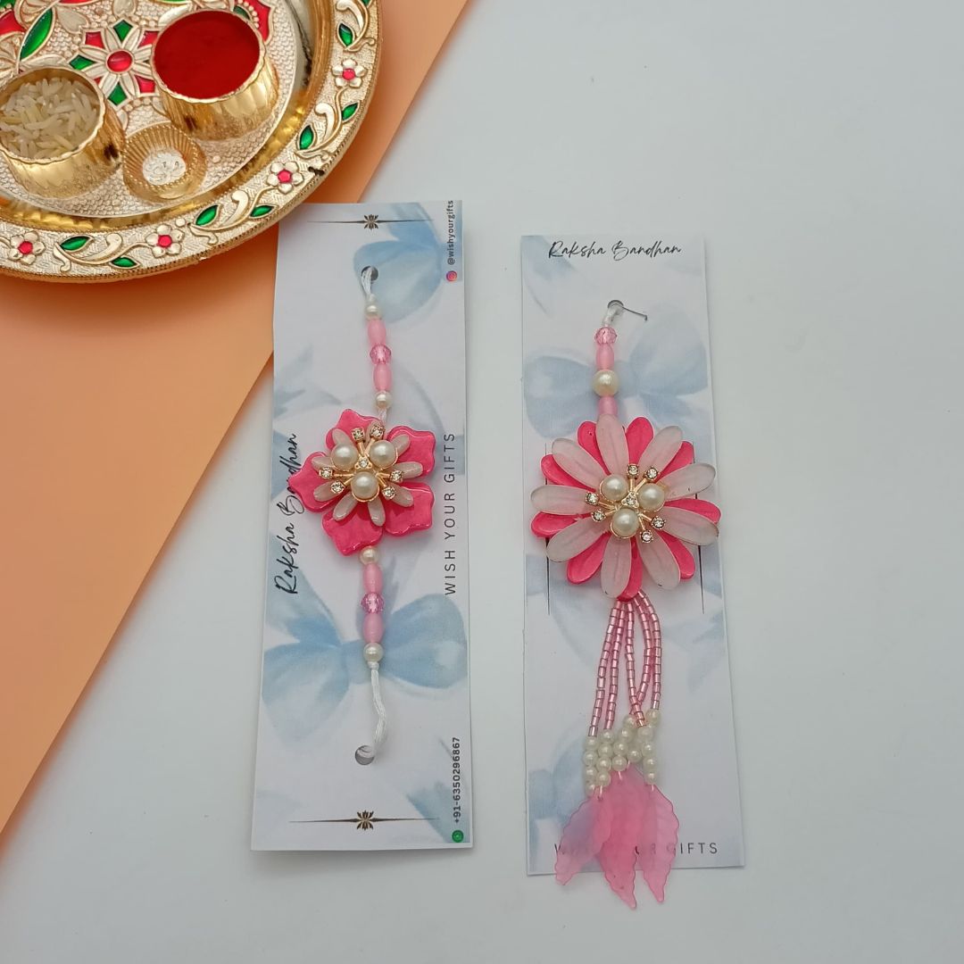 Crystal Flower Rakhi For Bhaiya Bhabhi