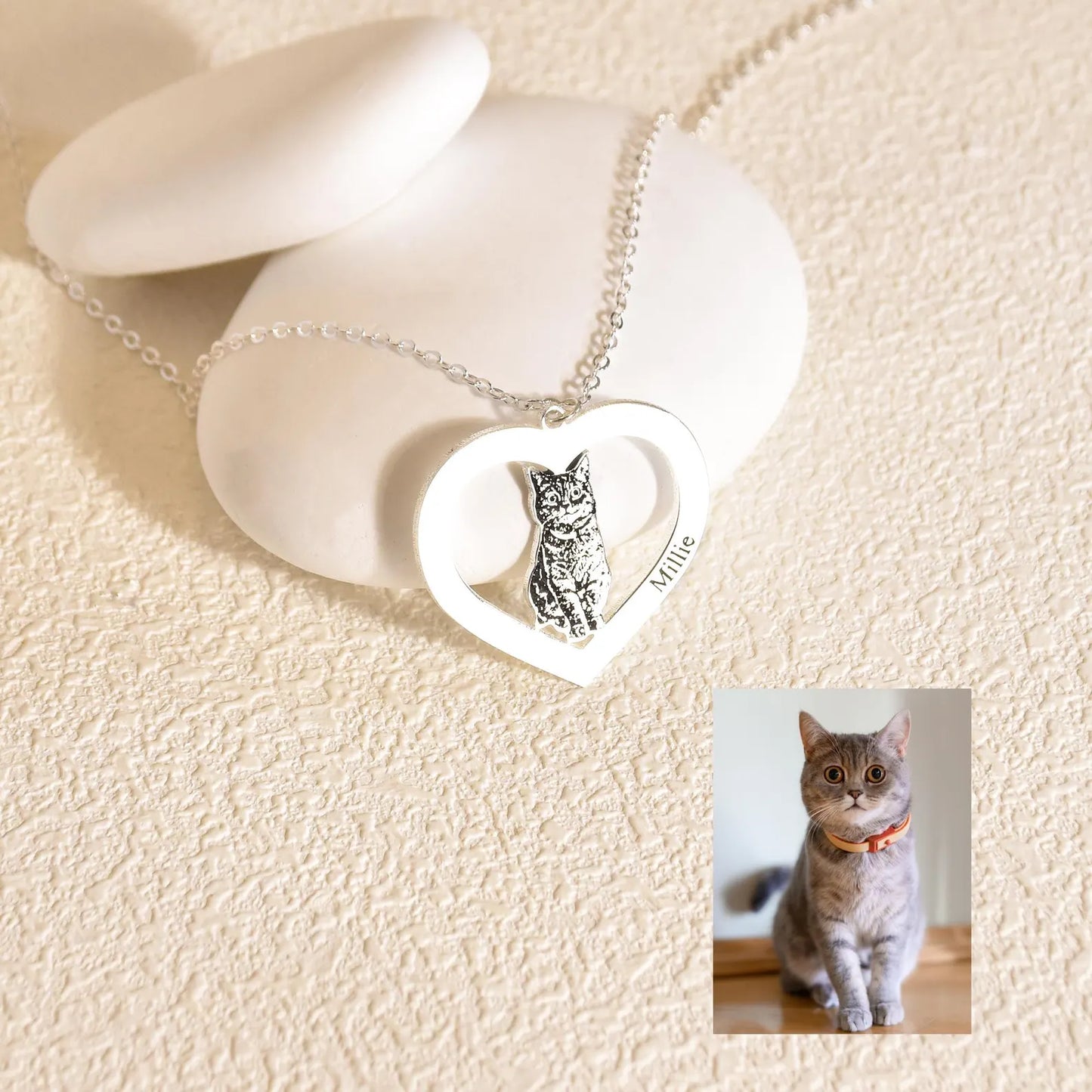 Custom Engraved Pet Portrait Necklace