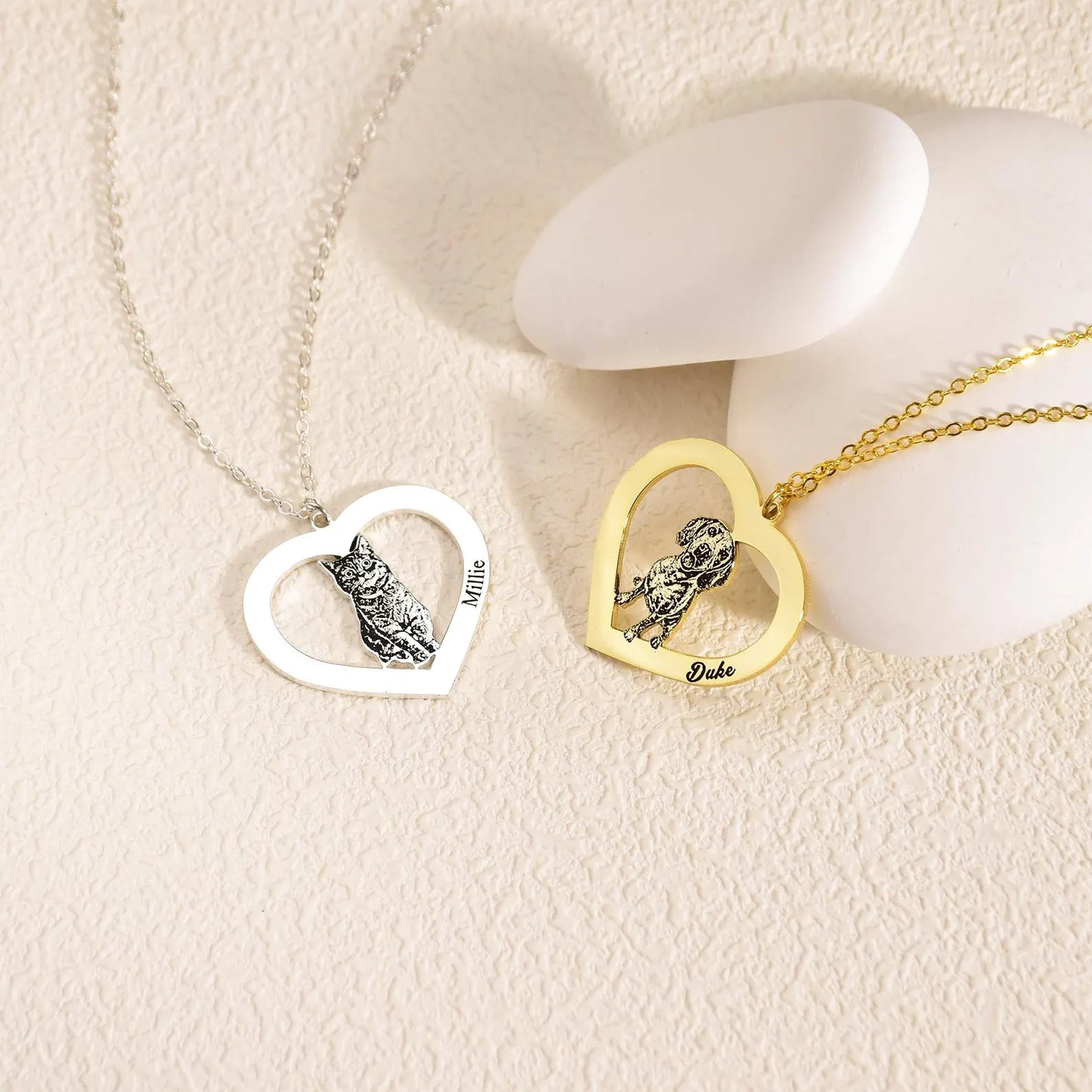 Custom Engraved Pet Portrait Necklace