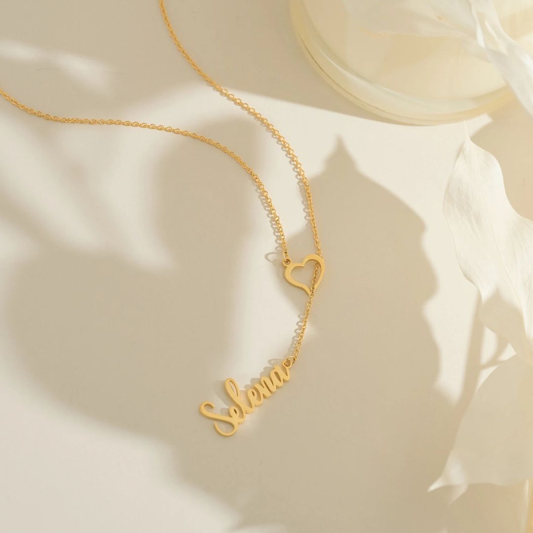 Custom Heart & Name Lariat Necklace
