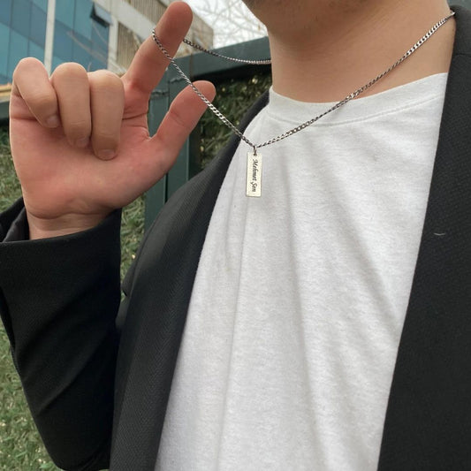 Custom Men Name Bar Necklace- Men's Jewelry
