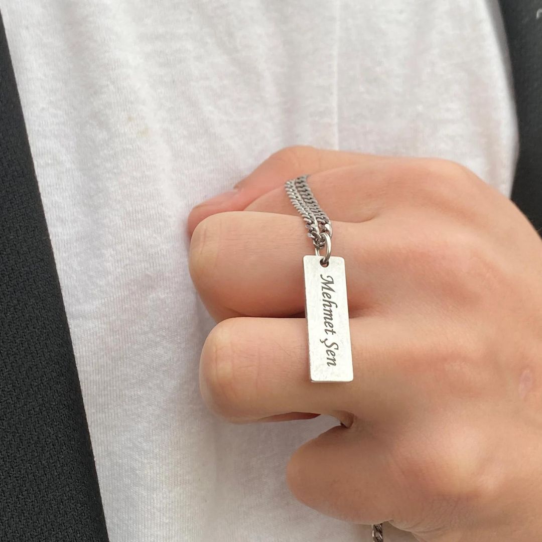 Custom Men Name Bar Necklace- Men's Jewelry