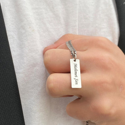 Custom Men Name Bar Necklace- Men's Jewelry