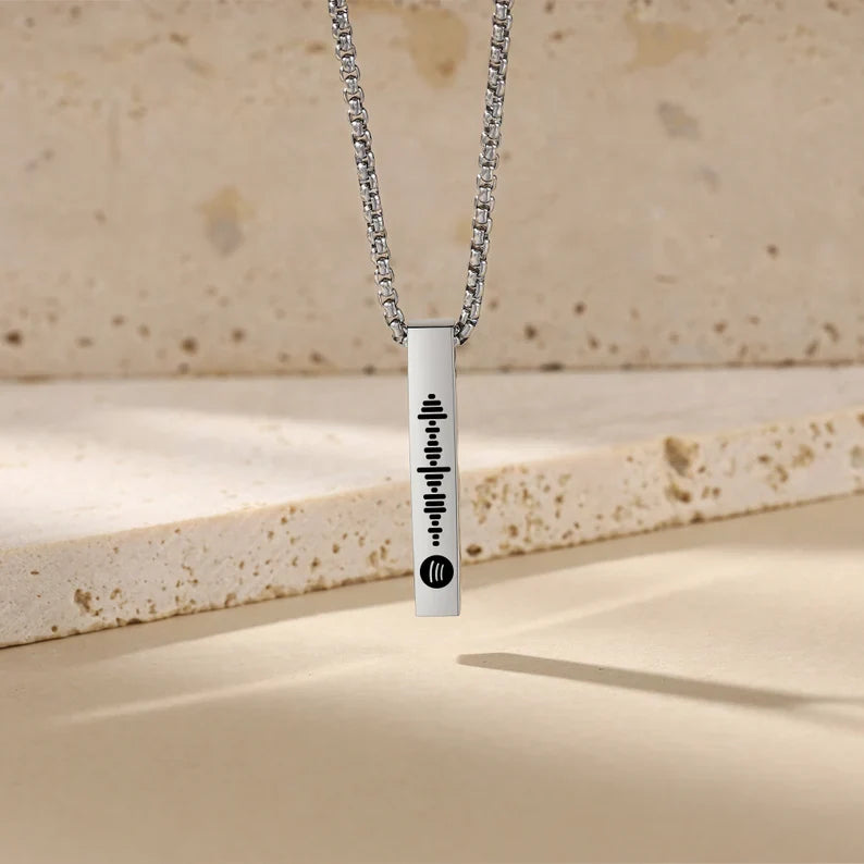 Custom Spotify Code Bar Necklace For Men & Women