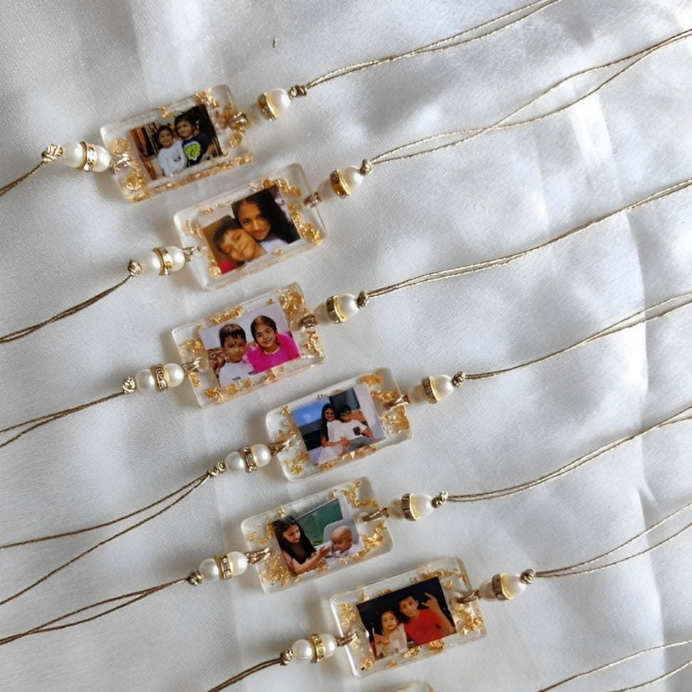 Customize Rectangle Photo Resin Rakhi
