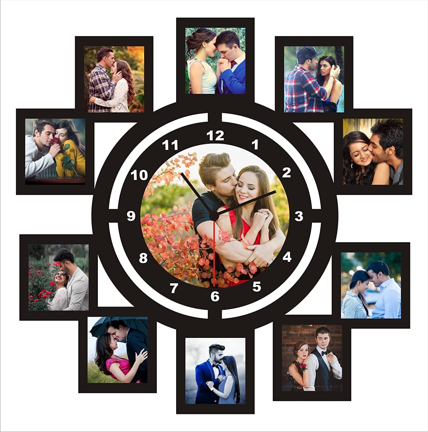 Customized MDF Wall Clock With 10 Photos