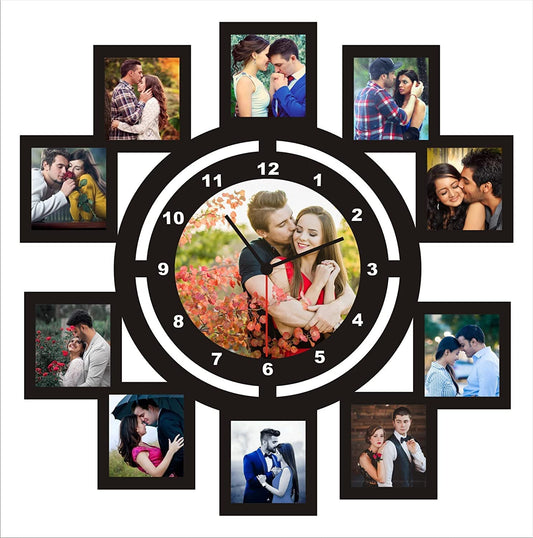 Customized MDF Wall Clock With 10 Photos