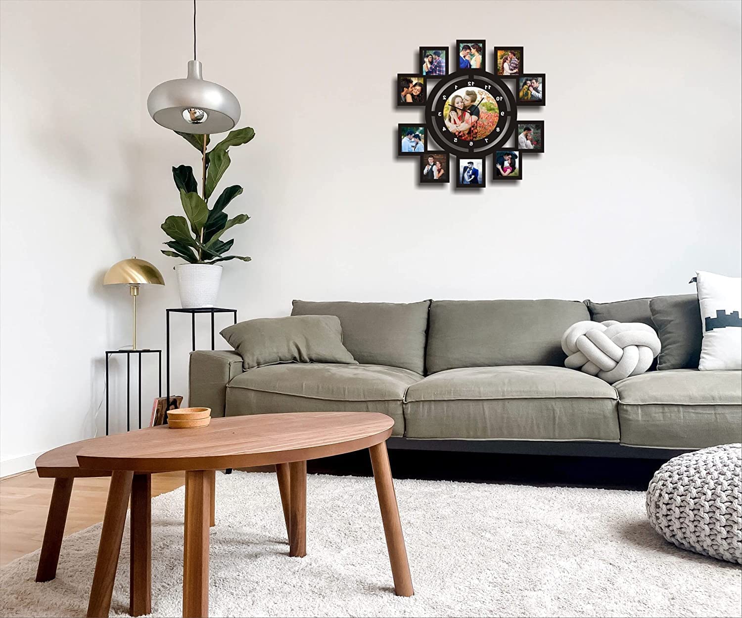 Customized MDF Wall Clock With 10 Photos