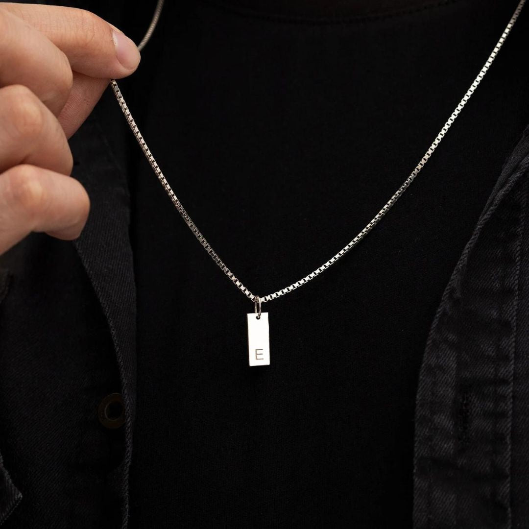 Customized Initial Men's Tag Necklace - Main Image