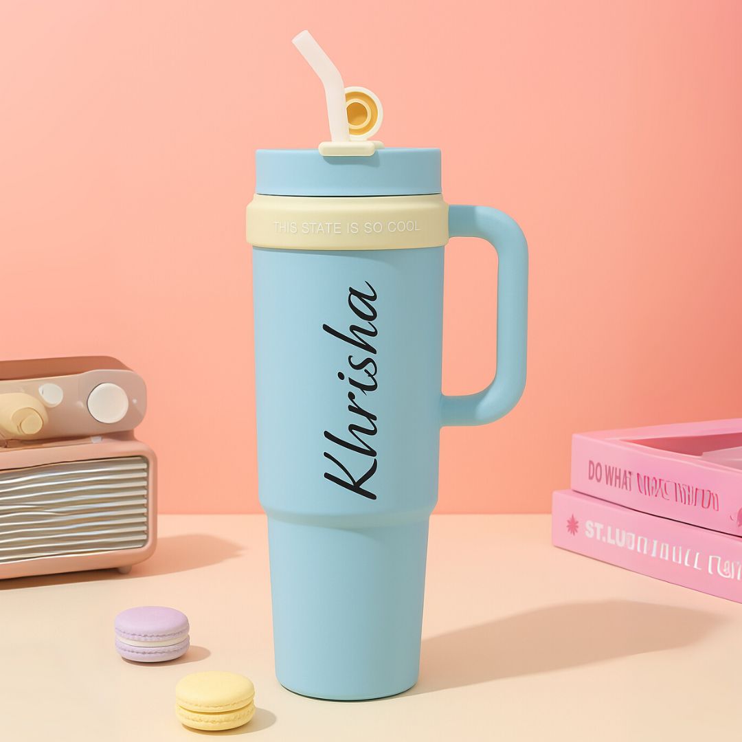 Customise Insulated Tumbler with handle and straw