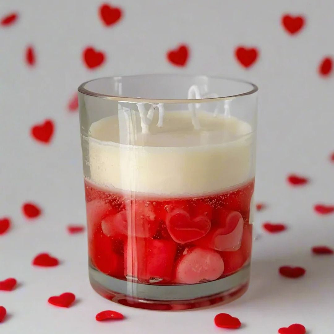 Double Layered Red Heart Soya and Gel Wax Candle
