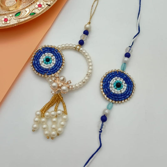 Evil Eye Pearl Charm Couple Rakhi
