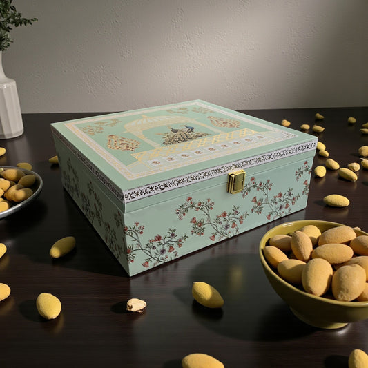 Exclusive MDF 4 Jar Dryfruits Box In Peacock Design