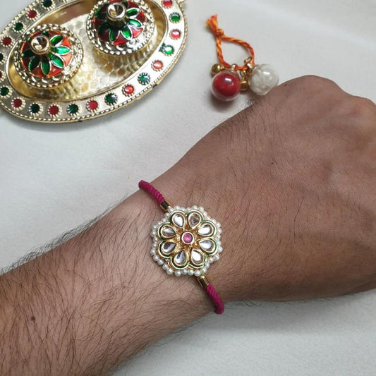 Kundan Stone Floral Rakhi
