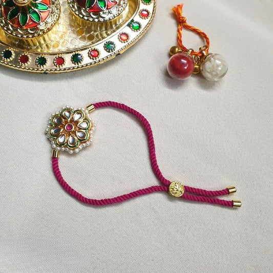Kundan Stone Floral Rakhi