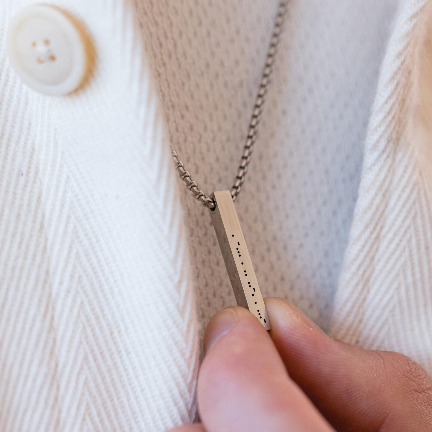 Personalized Morse Code Bar Necklace for Men