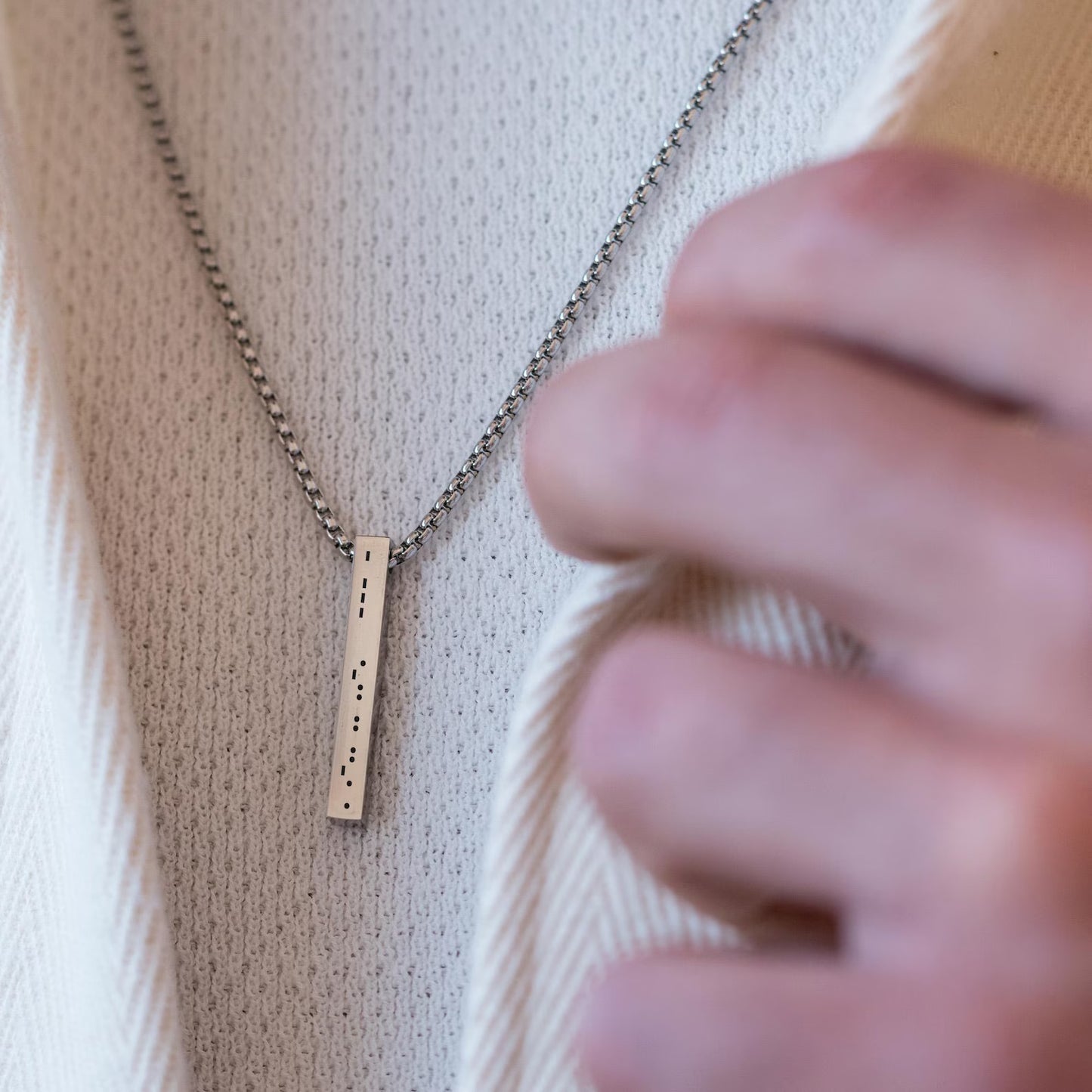 Personalized Morse Code Bar Necklace for Men