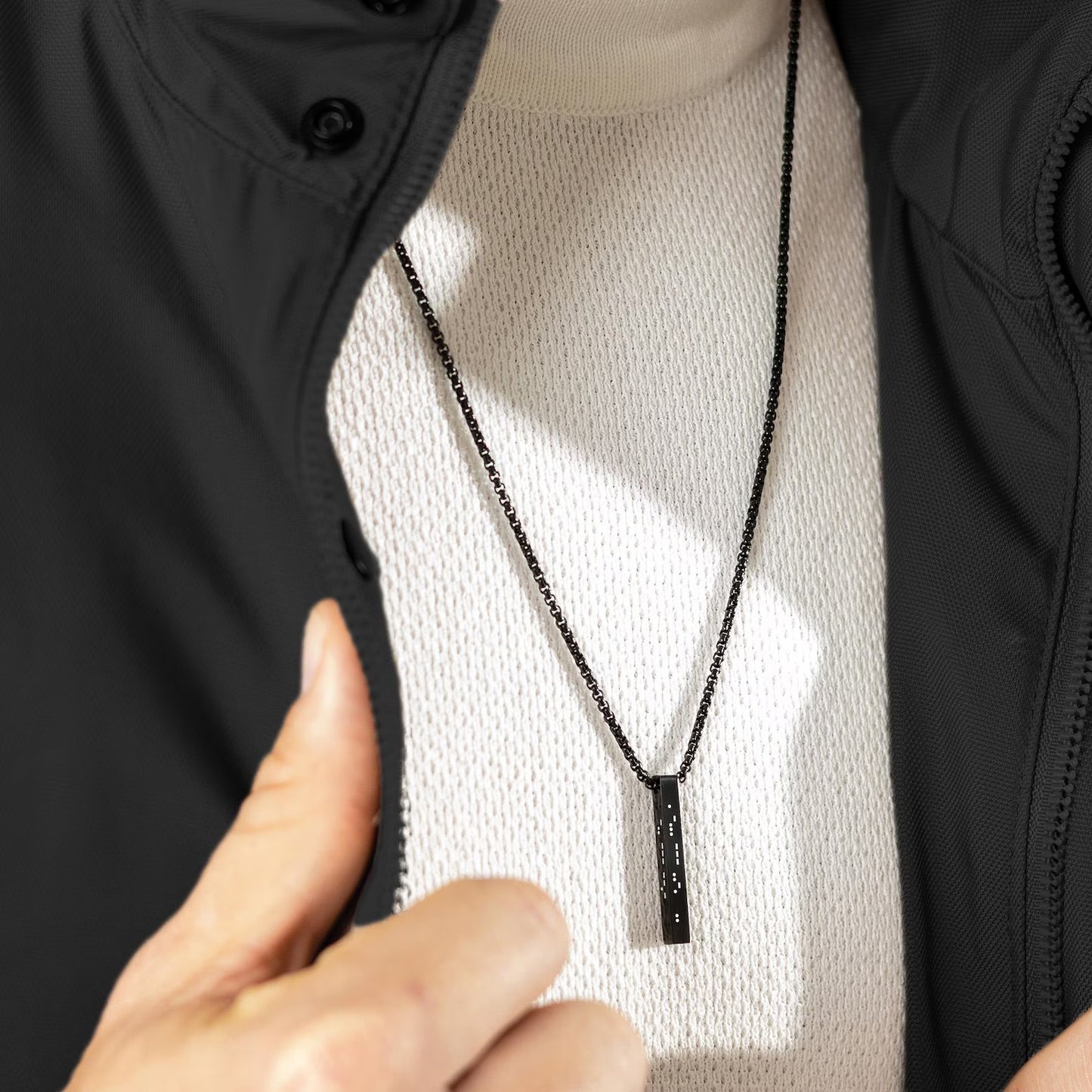Personalized Morse Code Bar Necklace for Men