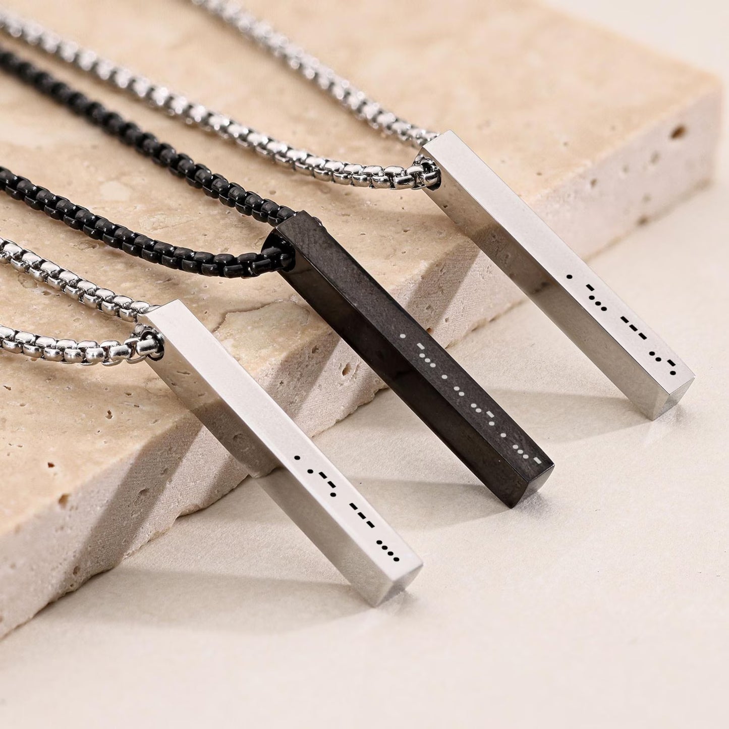 Personalized Morse Code Bar Necklace for Men