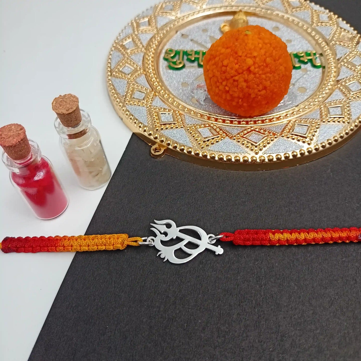 OM Trishul Silver Rakhi