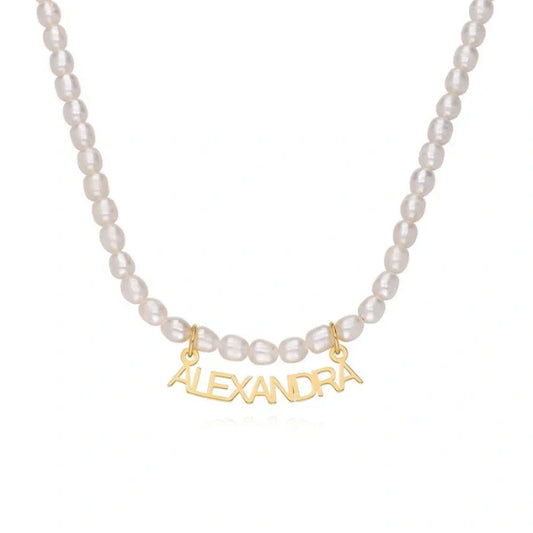 Pearl Name Necklace In Vermeil