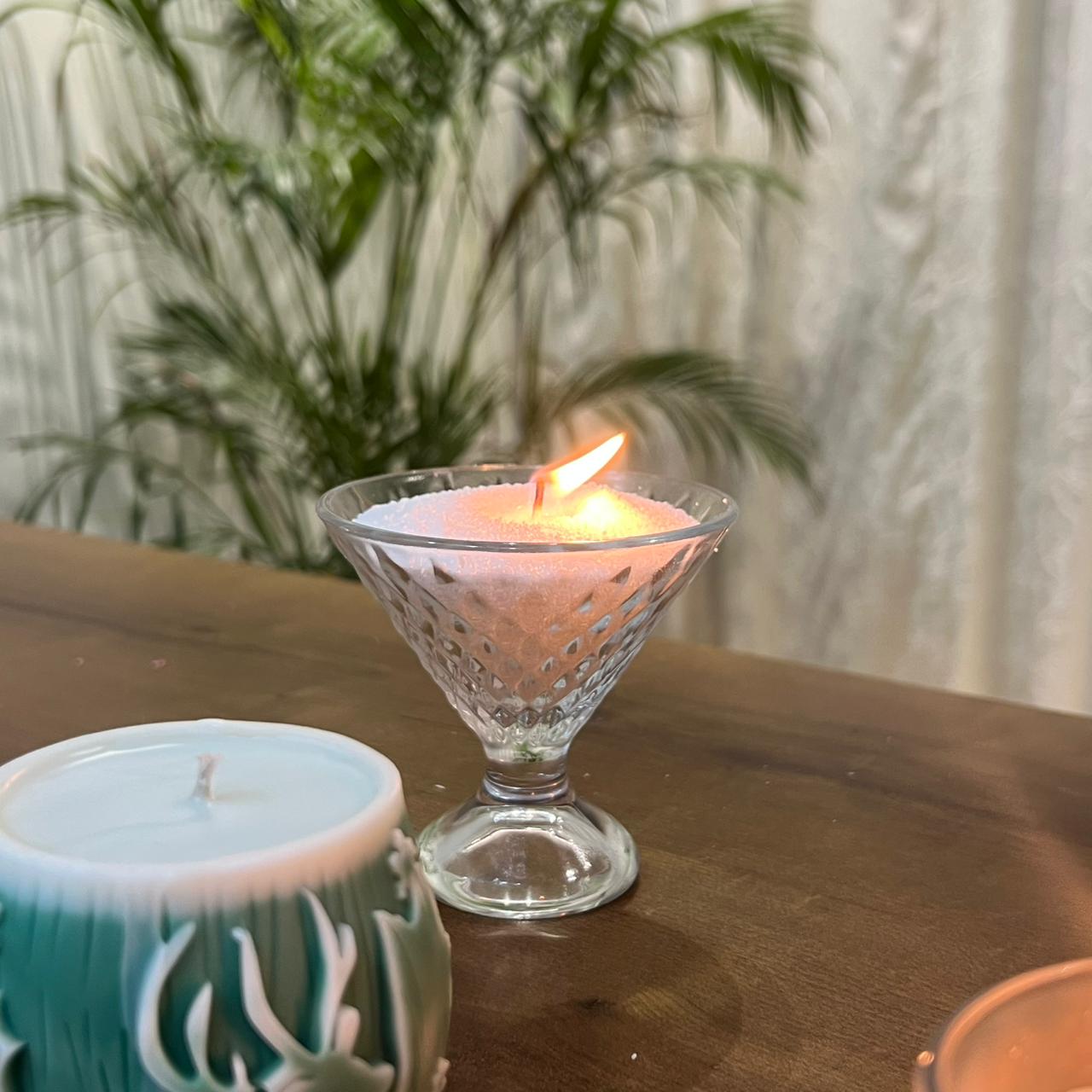 Pearl Wax Candle In Dessert Bowl