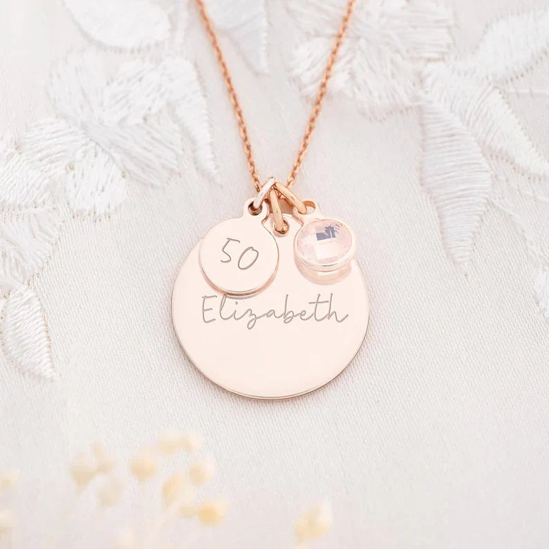 Personalised 50th Birthday Disc Name Necklace