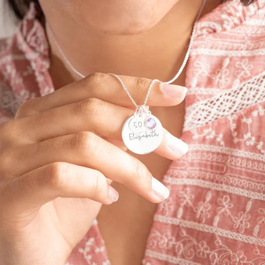 Personalised 50th Birthday Disc Name Necklace