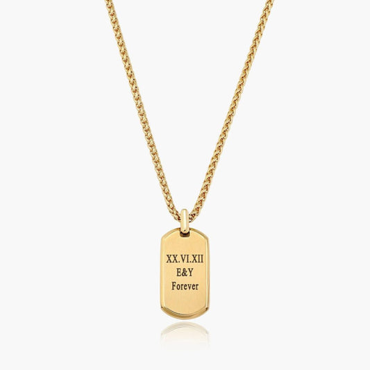 Personalize Message Necklace For Men- Men's Gold Disc Necklace