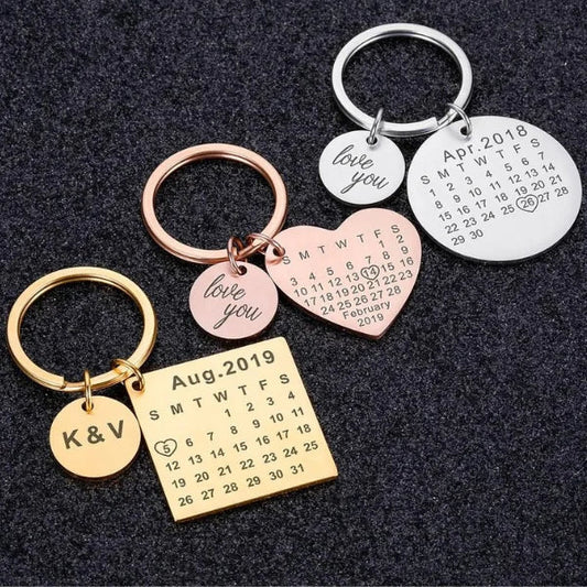 Personalized Sterling Silver Calendar Keychain