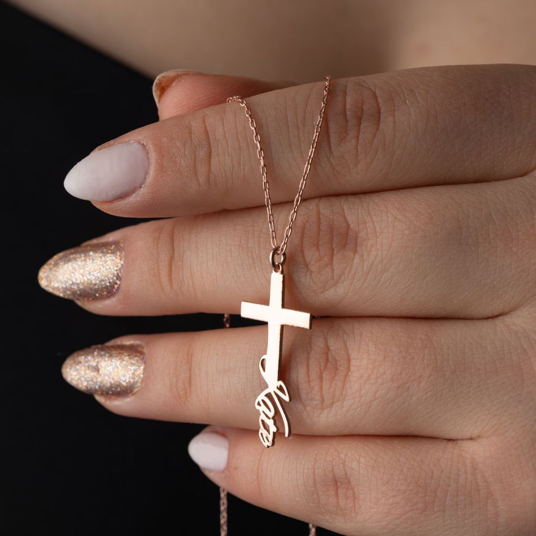 Personalized Baptismal Cross Name Necklace